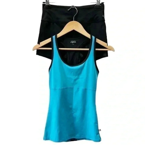 La Vie En Rose Tops - La Vie en Rose Workout Tank Top and Shorts 2 PC Activewear  Set Blue Black XS/S